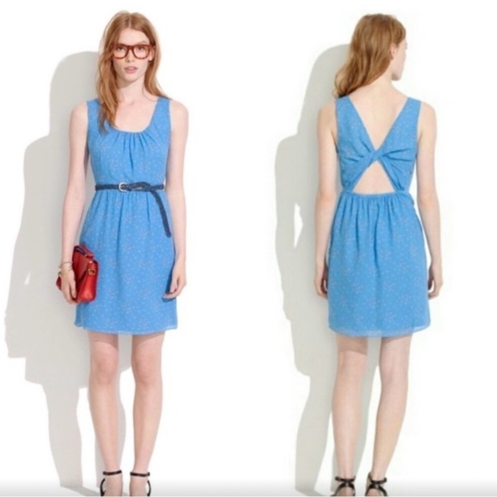 Madewell Rosie Blue Twist Back Floral Dress Size 2